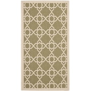 SAFAVIEH Courtyard Carol Geometric Indoor/Outdoor Area Rug, Green/Beige, 2'7" x 5'