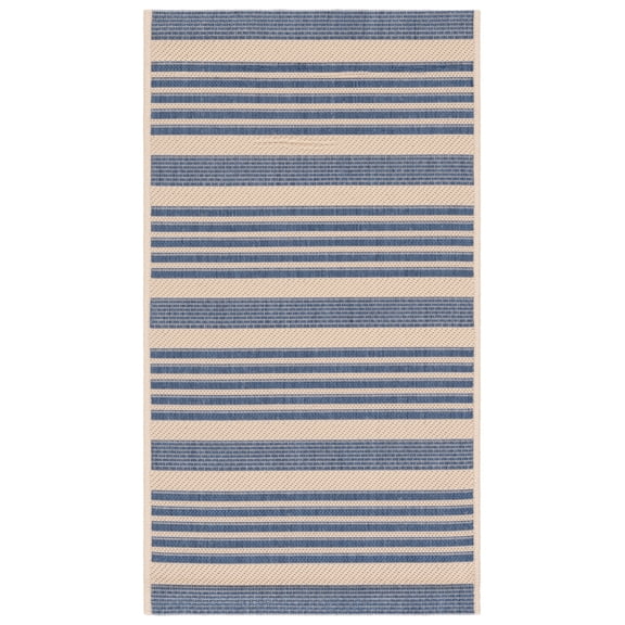 Safavieh Courtyard Caroline Striped Indoor/Outdoor Area Rug, Beige/Blue, 2' x 3'7"