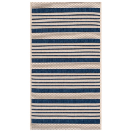 Safavieh Courtyard Caroline Striped Indoor/Outdoor Area Rug, Navy/Beige, 2' x 3'7"
