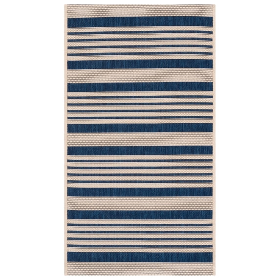 Safavieh Courtyard Caroline Striped Indoor/Outdoor Area Rug, Navy/Beige, 2' x 3'7"