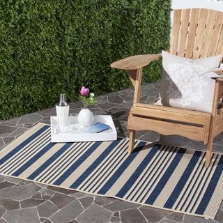 Safavieh Courtyard Caroline Striped Indoor/Outdoor Area Rug, Navy/Beige, 2' x 3'7"