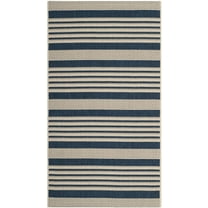 SAFAVIEH Courtyard Caroline Striped Indoor/Outdoor Area Rug, 2' x 3'7", Navy/Beige