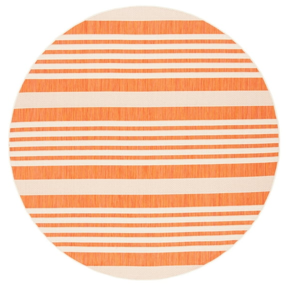 Safavieh Courtyard Caroline Striped Indoor/Outdoor Area Rug, Terracotta/Beige, 4' x 4' Round