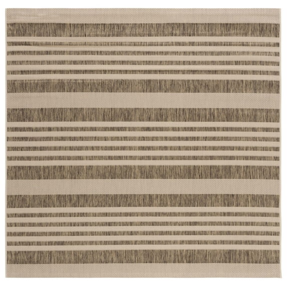 Safavieh Courtyard Caroline Striped Indoor/Outdoor Area Rug, Brown/Bone, 4' x 4' Square