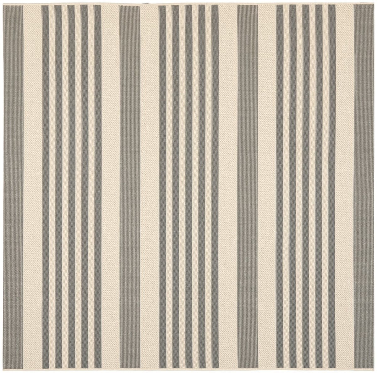 Gray and Bone Striped Square Indoor/Outdoor Area Rug