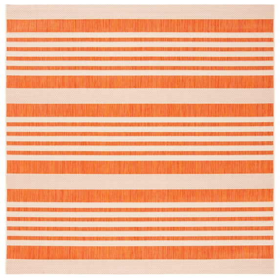 Safavieh Courtyard Caroline Striped Indoor/Outdoor Area Rug, Terracotta/Beige, 4' x 4' Square