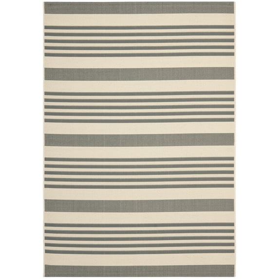 Safavieh Courtyard Caroline Striped Indoor/Outdoor Area Rug, Gray/Bone, 4' x 5'7"