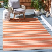 Safavieh Courtyard Caroline Striped Indoor/Outdoor Area Rug, Terracotta/Beige, 5'3" x 7'7"
