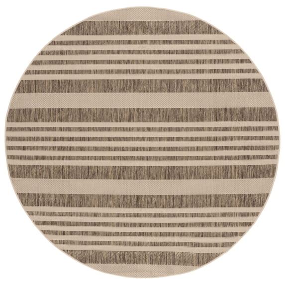 Safavieh Courtyard Caroline Striped Indoor/Outdoor Area Rug, Brown/Bone, 6'7" x 6'7" Round