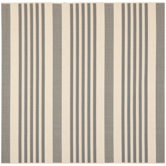 Safavieh Courtyard Caroline Striped Indoor/Outdoor Area Rug, Gray/Bone, 6'7" x 6'7" Square