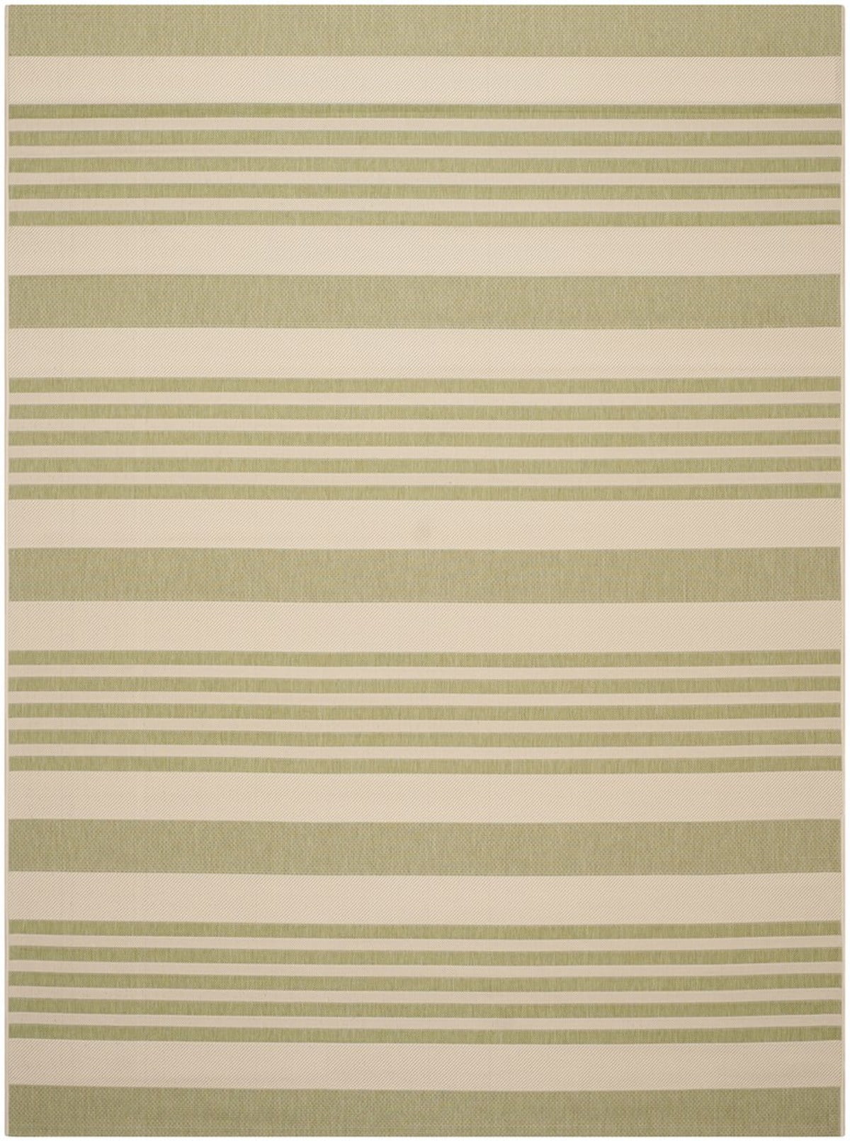 Beige and Sweet Pea Striped Easy-Care Synthetic Area Rug 6'7" x 9'6"