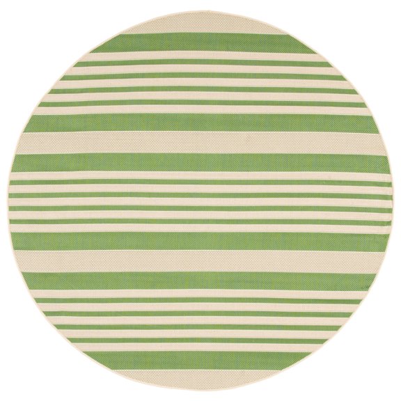 Safavieh Courtyard Caroline Striped Indoor/Outdoor Area Rug, Green/Beige, 7'10" x 7'10" Round