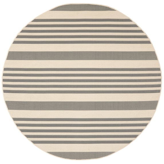 Safavieh Courtyard Caroline Striped Indoor/Outdoor Area Rug, Gray/Bone, 7'10" x 7'10" Round