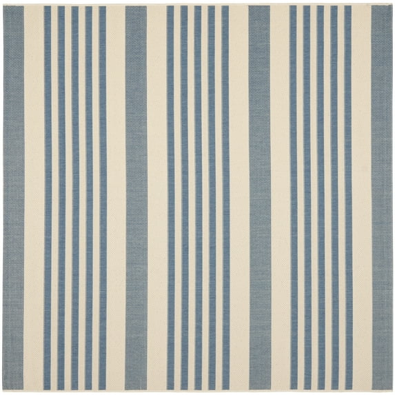 Safavieh Courtyard Caroline Striped Indoor/Outdoor Area Rug, Beige/Blue, 7'10" x 7'10" Square