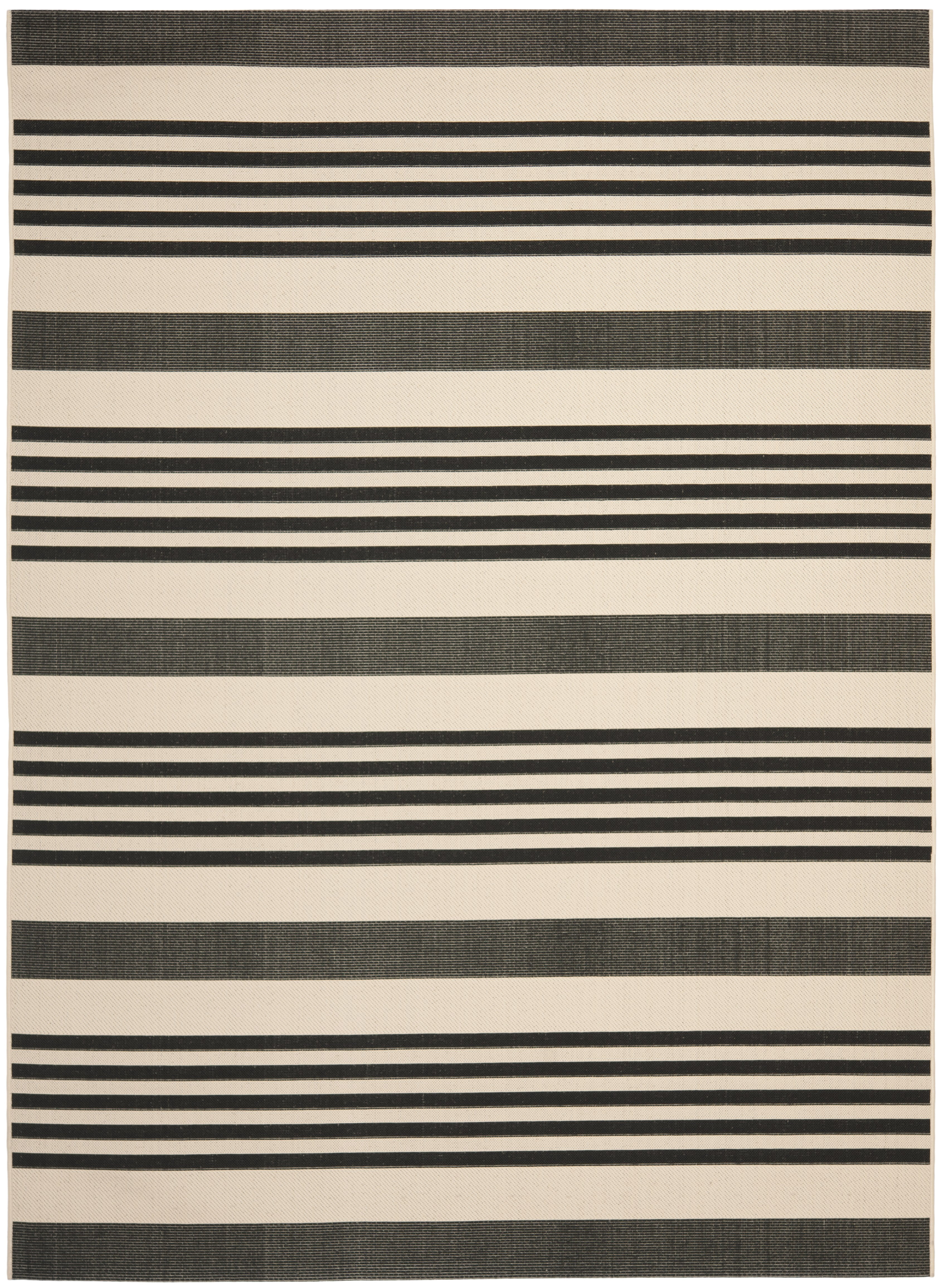 Safavieh Courtyard Caroline Striped Indoor/Outdoor Area Rug, Black/Bone, 8' x 10'