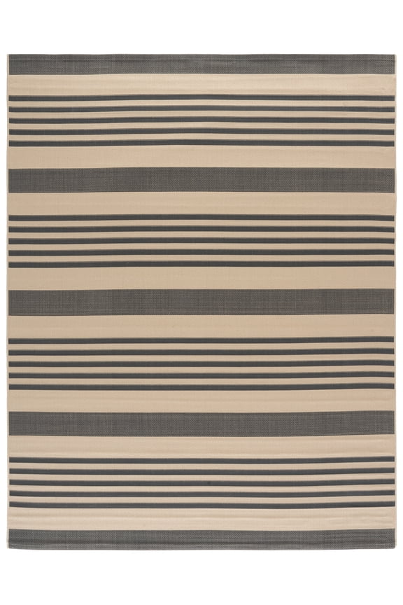 Courtyard Caroline Striped Indoor/Outdoor Area Rug, Gray/Bone, 8' x 10'