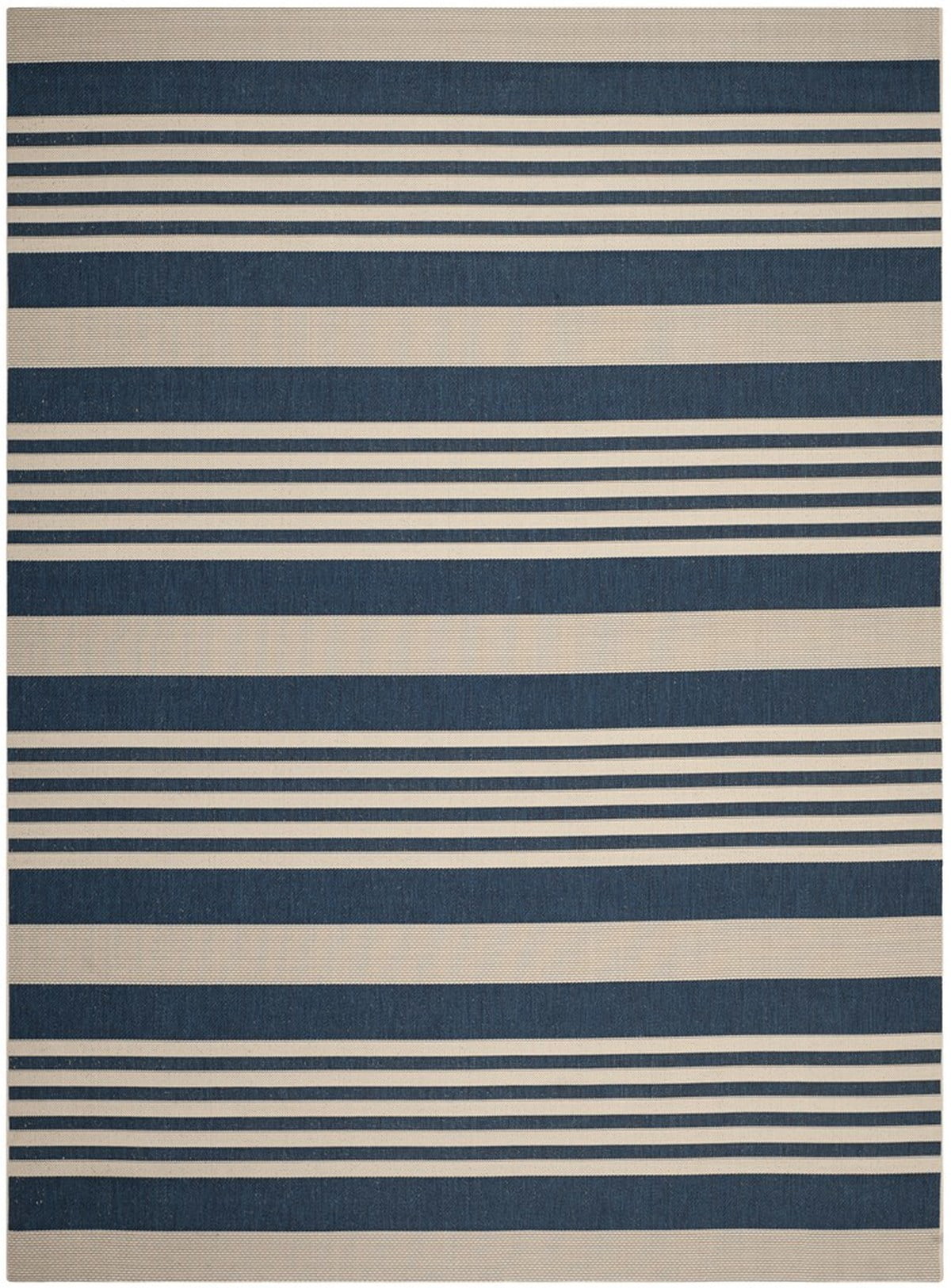 Coastal Stripe Navy & Beige 9' x 12' Synthetic Area Rug