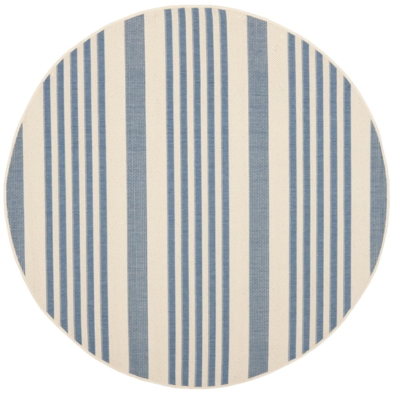 Safavieh Courtyard Caroline Striped Indoor/Outdoor Area Rug, Beige/Blue, 4' x 4' Round