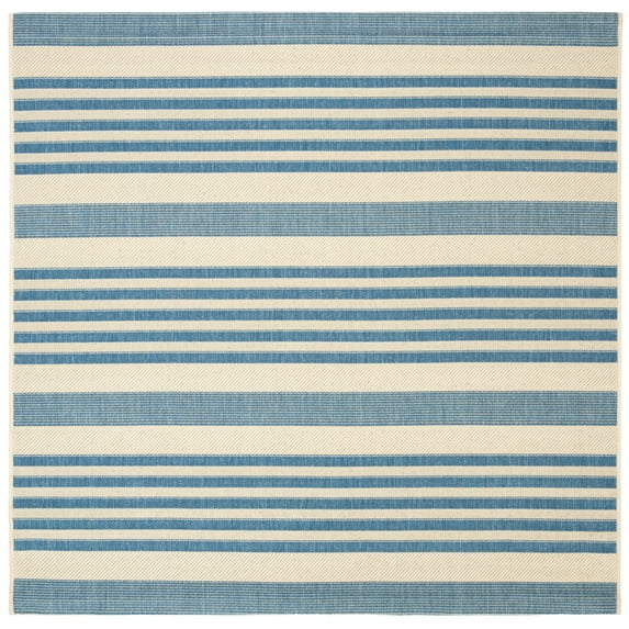 Safavieh Courtyard Caroline Striped Indoor/Outdoor Area Rug, Beige/Blue, 4' x 4' Square