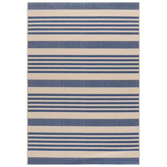 Safavieh Courtyard Caroline Striped Indoor/Outdoor Area Rug, Beige/Blue, 6' x 8'