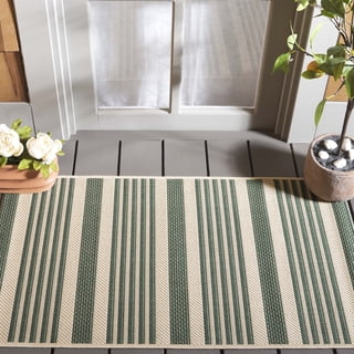 Safavieh Courtyard Caroline Striped Indoor/Outdoor Area Rug, Beige/Dark Green, 2'7" x 5'
