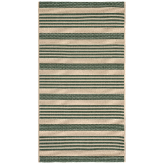 Safavieh Courtyard Caroline Striped Indoor/Outdoor Area Rug, Beige/Dark Green, 2'7" x 5'