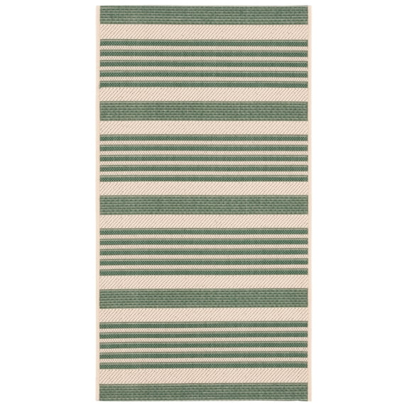 Safavieh Courtyard Caroline Striped Indoor/Outdoor Area Rug, Beige/Dark Green, 2' x 3'7"