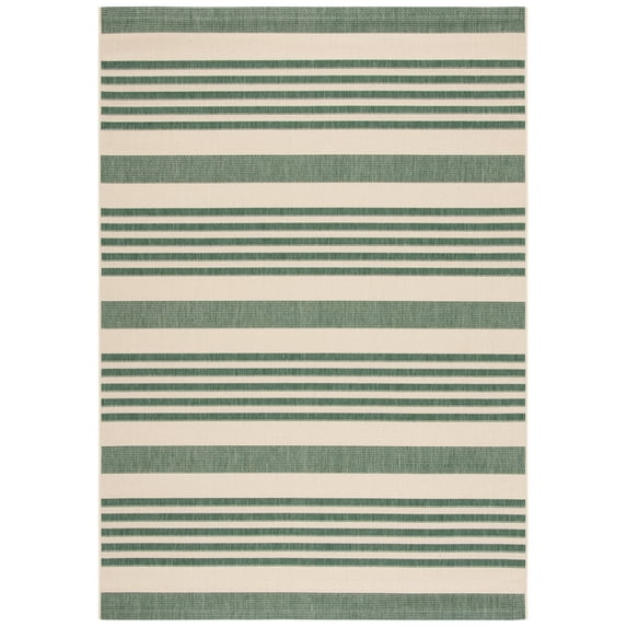 Safavieh Courtyard Caroline Striped Indoor/Outdoor Area Rug, Beige/Dark Green, 5'3" x 7'7"