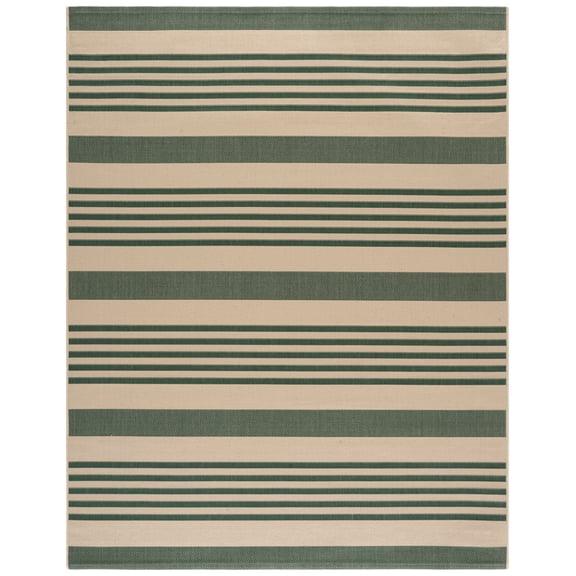 Safavieh Courtyard Caroline Striped Indoor/Outdoor Area Rug, Beige/Dark Green, 9' x 12'