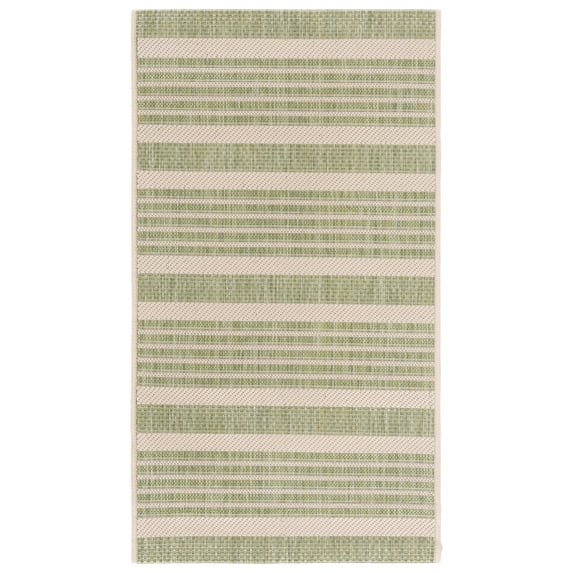 Safavieh Courtyard Caroline Striped Indoor/Outdoor Area Rug, Beige/Sweet Pea, 2' x 3'7"