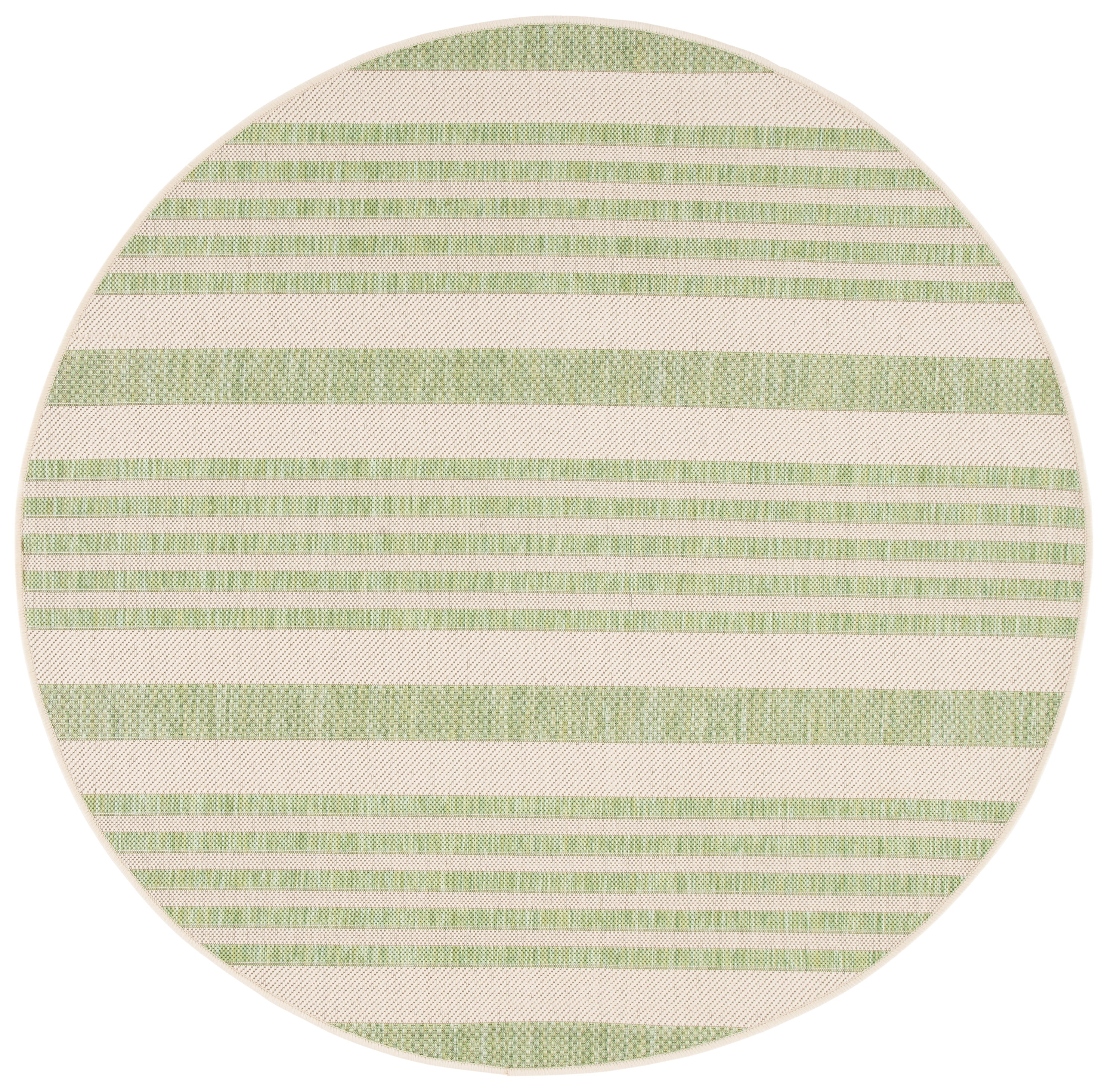 Safavieh Courtyard Caroline Striped Indoor/Outdoor Area Rug, Beige/Sweet Pea, 4' x 4' Round
