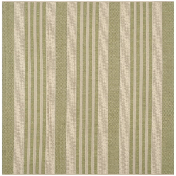 Safavieh Courtyard Caroline Striped Indoor/Outdoor Area Rug, Beige/Sweet Pea, 4' x 4' Square