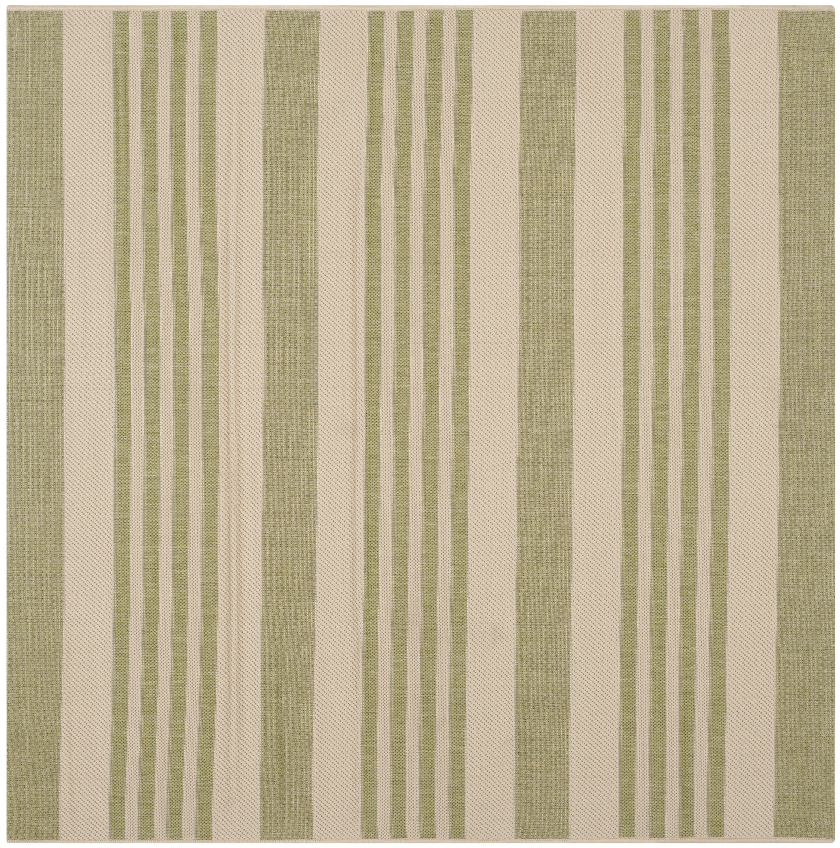 Safavieh Courtyard Caroline Striped Indoor/Outdoor Area Rug, Beige/Sweet Pea, 5'3" x 5'3" Square
