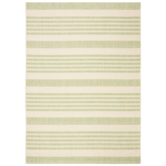 Safavieh Courtyard Caroline Striped Indoor/Outdoor Area Rug, Beige/Sweet Pea, 5'3" x 7'7"