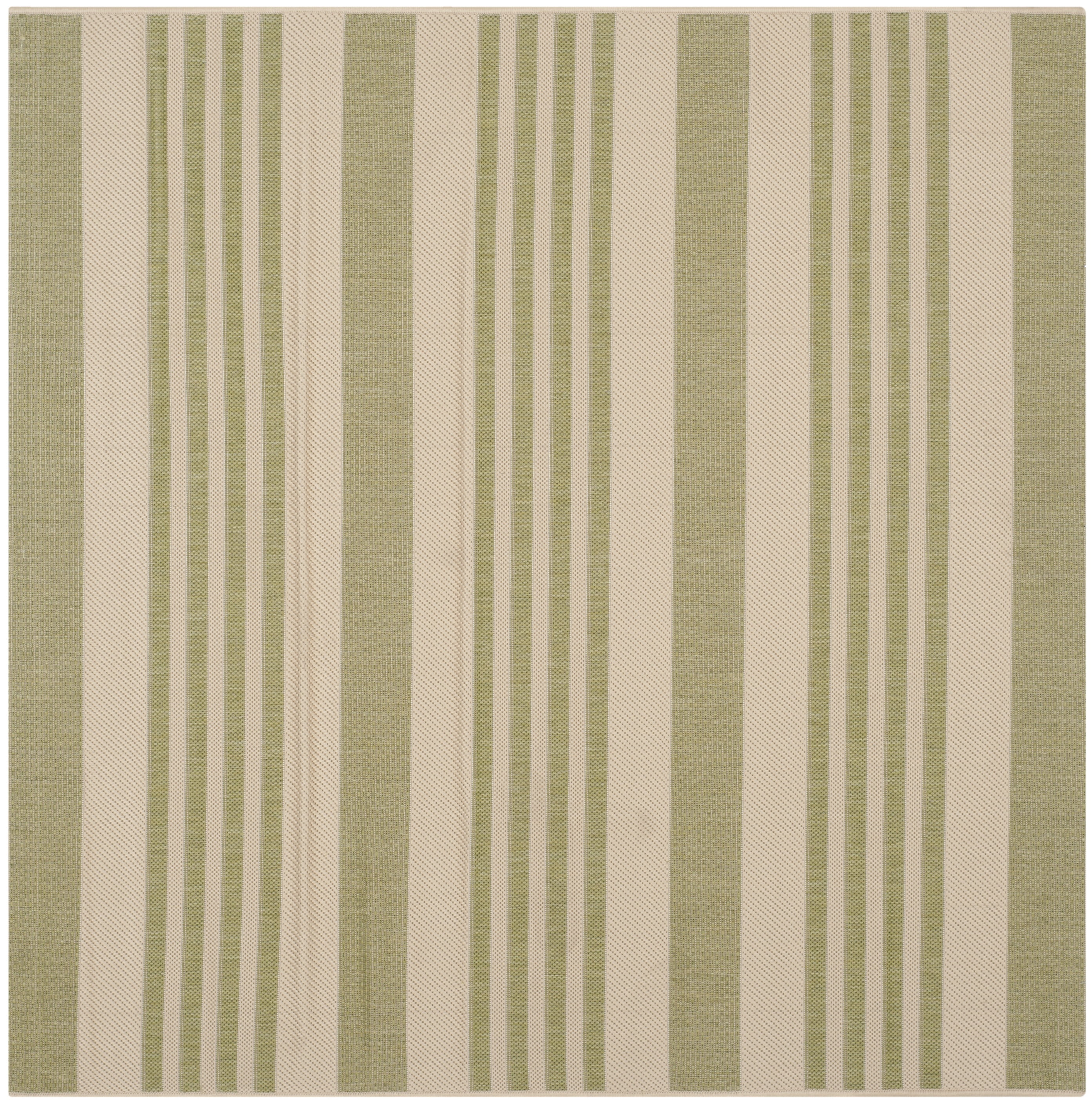 Safavieh Courtyard Caroline Striped Indoor/Outdoor Area Rug, Beige/Sweet Pea, 6'7" x 6'7" Square
