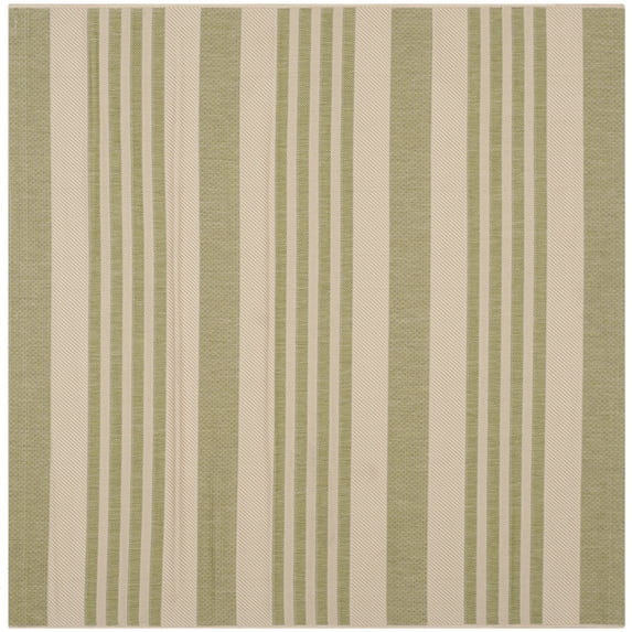 Safavieh Courtyard Caroline Striped Indoor/Outdoor Area Rug, Beige/Sweet Pea, 6'7" x 6'7" Square
