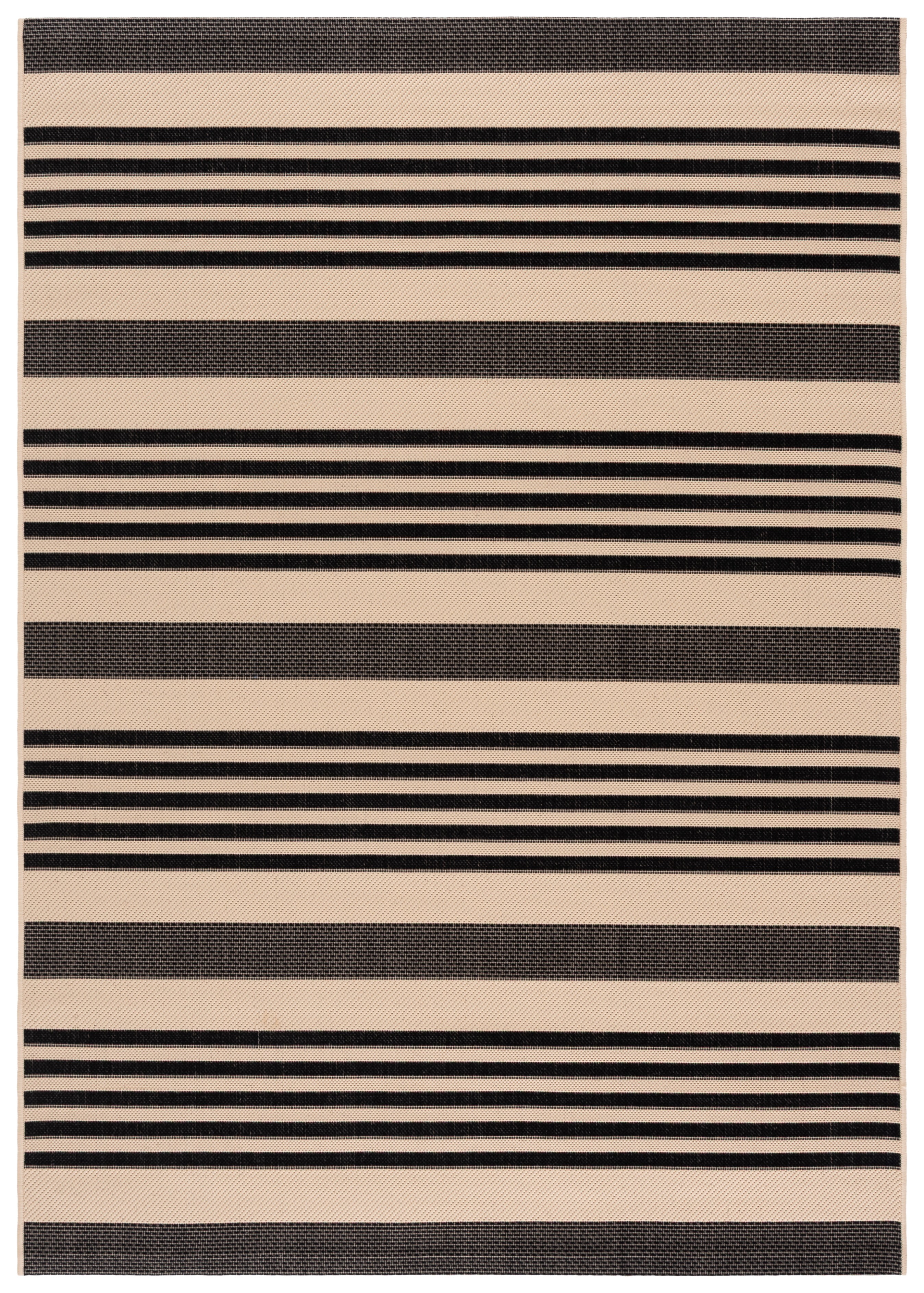 Safavieh Courtyard Caroline Striped Indoor/Outdoor Area Rug, Black/Bone, 5'3" x 7'7"