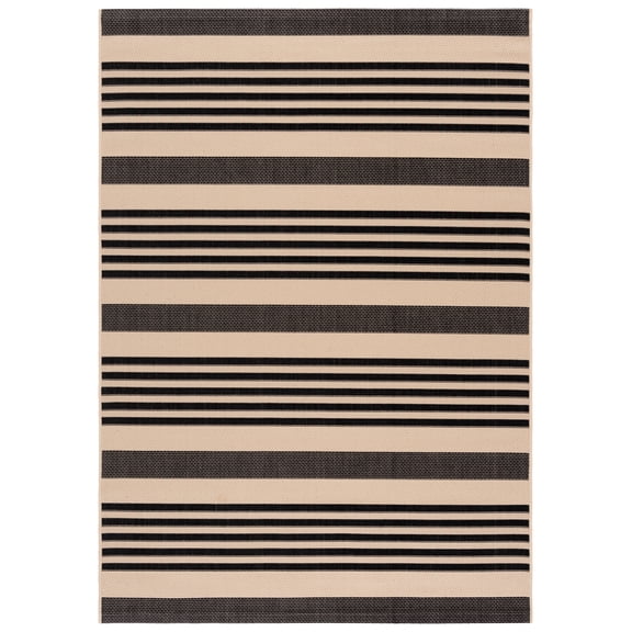 Safavieh Courtyard Caroline Striped Indoor/Outdoor Area Rug, Black/Bone, 5'3" x 7'7"
