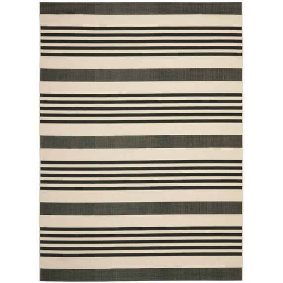 Safavieh Courtyard Caroline Striped Indoor/Outdoor Area Rug, Black/Bone, 9' x 12'