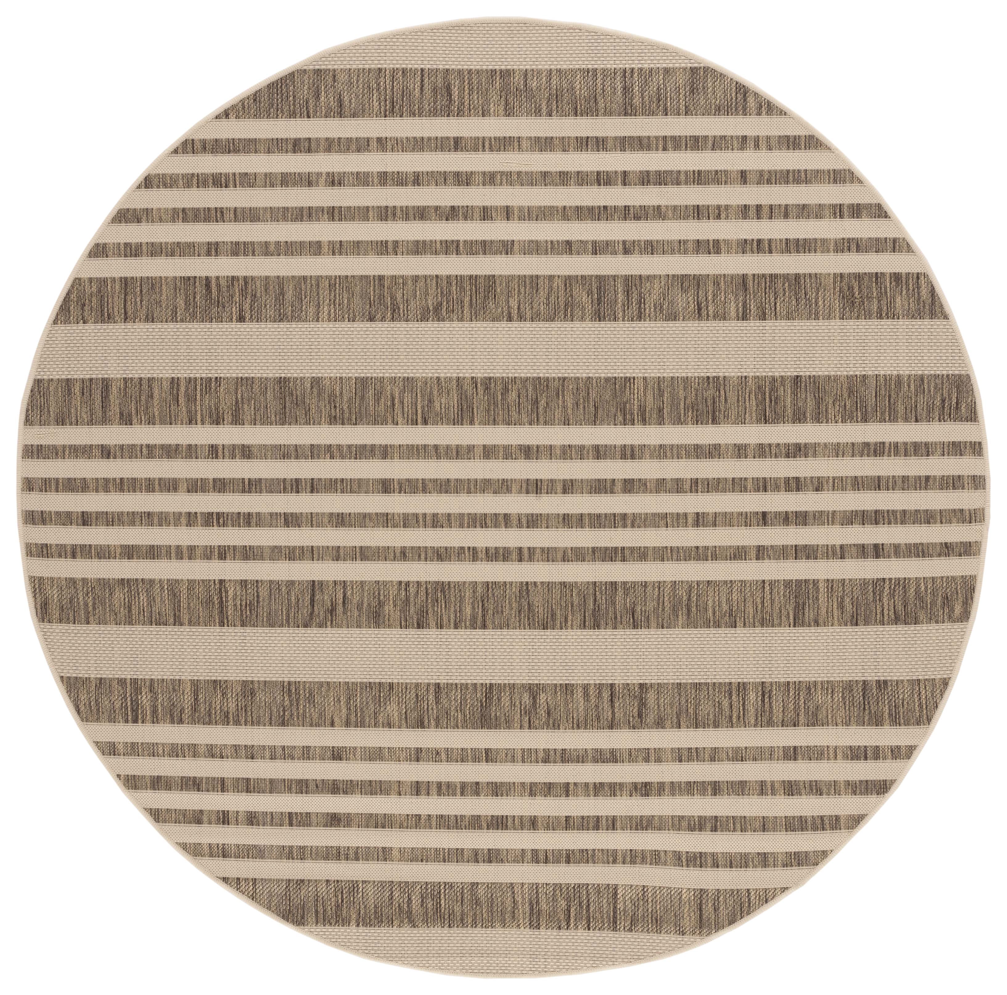Safavieh Courtyard Caroline Striped Indoor/Outdoor Area Rug, Brown/Bone, 4' x 4' Round