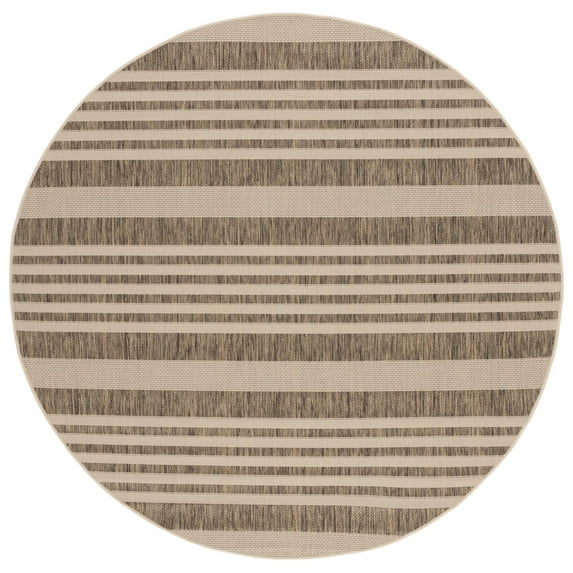 Safavieh Courtyard Caroline Striped Indoor/Outdoor Area Rug, Brown/Bone, 4' x 4' Round