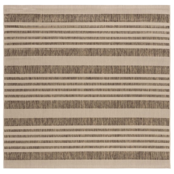 Safavieh Courtyard Caroline Striped Indoor/Outdoor Area Rug, Brown/Bone, 5'3" x 5'3" Square