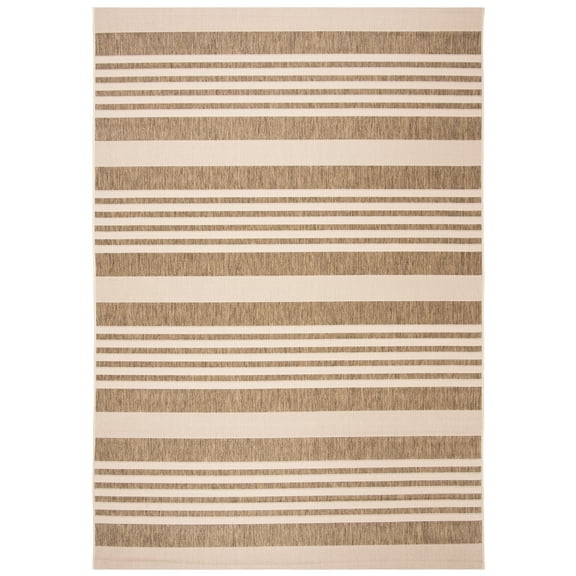 Safavieh Courtyard Caroline Striped Indoor/Outdoor Area Rug, Brown/Bone, 6'7" x 9'6"