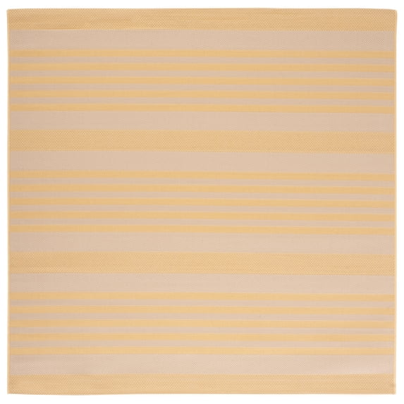 Safavieh Courtyard Caroline Striped Indoor/Outdoor Area Rug, Gold/Beige, 6'7" x 6'7" Square