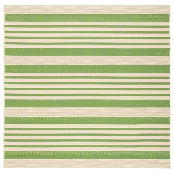 Safavieh Courtyard Caroline Striped Indoor/Outdoor Area Rug, Green/Beige, 4' x 4' Square