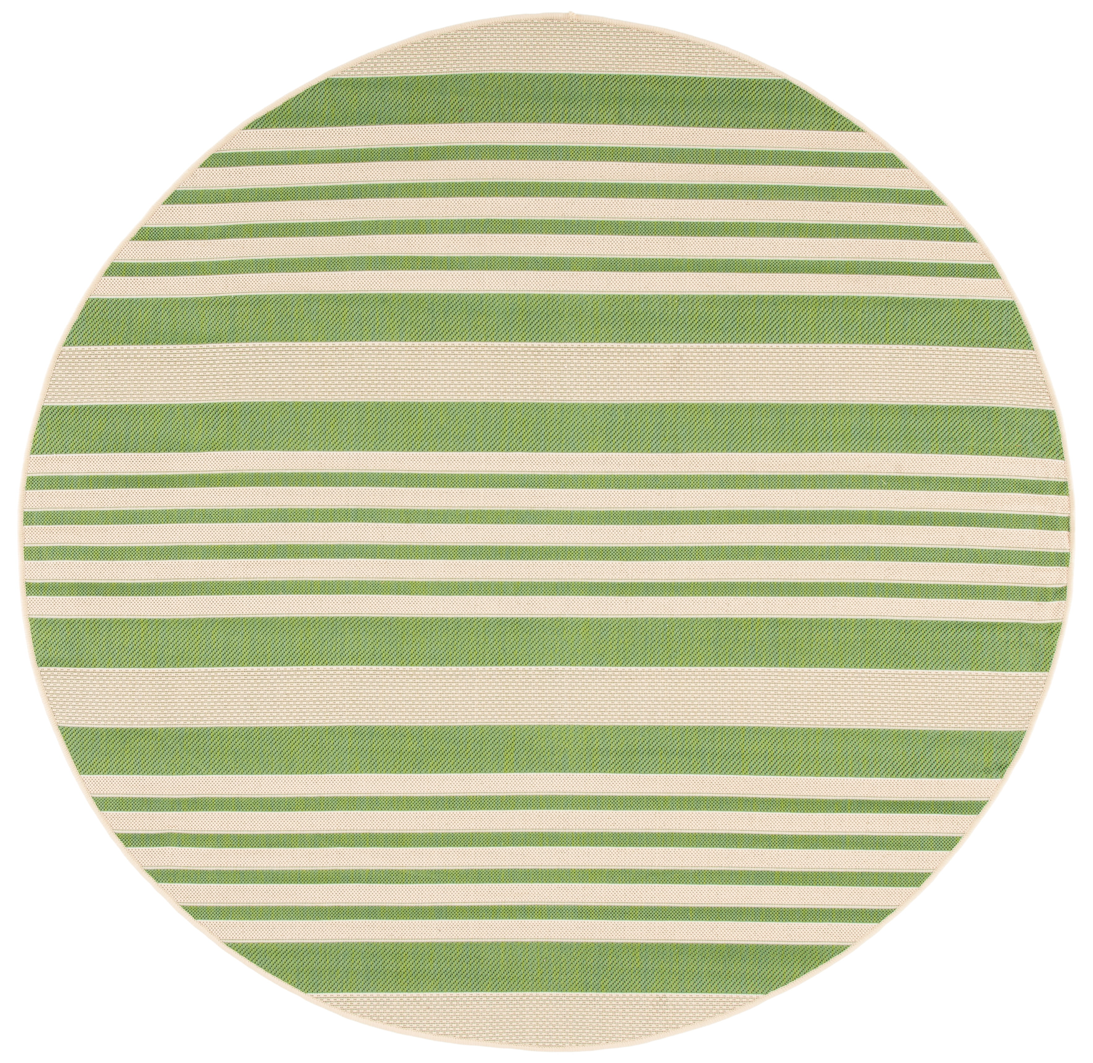 Safavieh Courtyard Caroline Striped Indoor/Outdoor Area Rug, Green/Beige, 5'3" x 5'3" Round