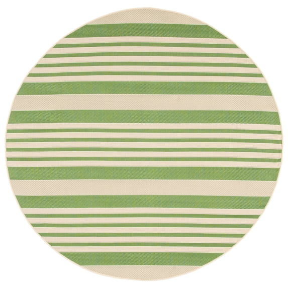 Safavieh Courtyard Caroline Striped Indoor/Outdoor Area Rug, Green/Beige, 5'3" x 5'3" Round
