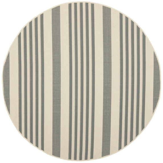 Safavieh Courtyard Caroline Striped Indoor/Outdoor Area Rug, Gray/Bone, 4' x 4' Round