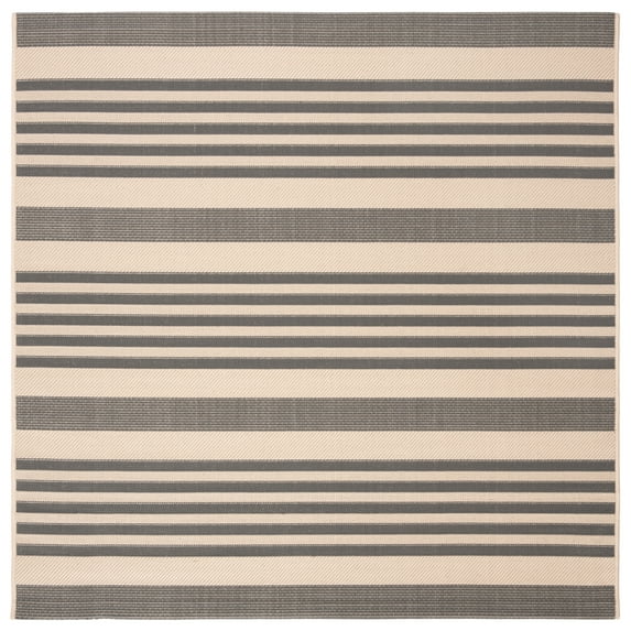 Safavieh Courtyard Caroline Striped Indoor/Outdoor Area Rug, Gray/Bone, 5'3" x 5'3" Square