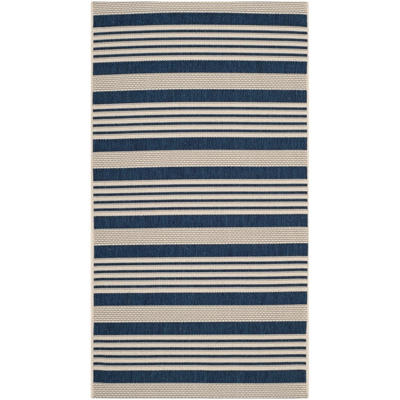 Safavieh Courtyard Caroline Striped Indoor/Outdoor Area Rug, Navy/Beige, 2'7" x 5'
